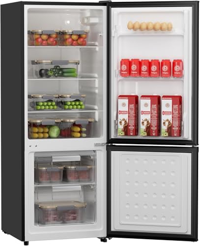Yubefaso 7.1 Cu. Ft. Refrigerator with Bottom Freezer, Double Door Apartment Fridge, Adjustable Thermostat, Energy Efficient, Reversible Door, Interior Light, Apartment, Kitchen, Dorm (BM71)