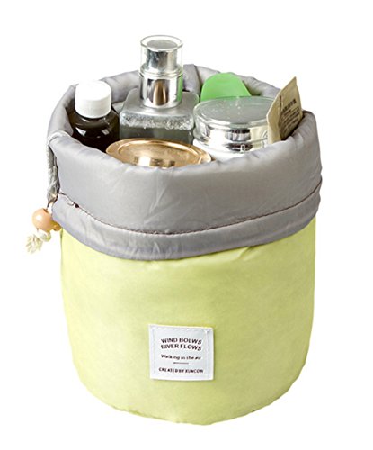 StylesILove Barrel Shaped Travel Dresser Makeup Bag Cosmetic Storage Organizer 3-piece Set - 6 Colors (Light Yellow)