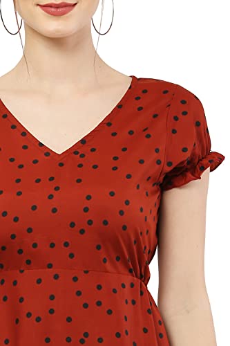 Image of Women's Frock Suit Synthetic Crepe Fabric Light Weight Polka Dot One Piece Stylist Dress