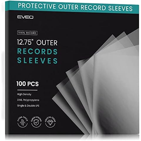 100 Record Sleeves for Vinyl Record- Crystal Clear Professional Vinyl Record Storage Protector |12.75" x 12.75" Outer Sleeves Record Storage for Single & Double LP Album Covers - Thick Vinyl 3mil Cover