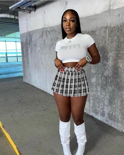 Minissaias plissadas femininas, saia cargo de tênis elástica Y2k saia patinadora sexy evasê saia esc