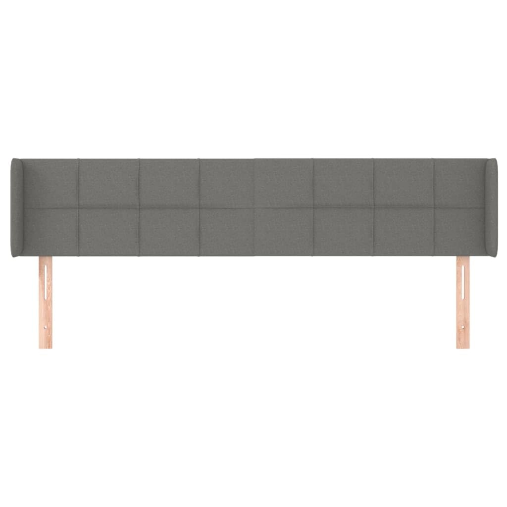 Ciemnoszary zagłówek z tkaniny 203 x 16 x 78/88 cm z modrzewiami z litego drewna, zagłówek z regulacją wysokości do podparcia pleców, klasyczny design
