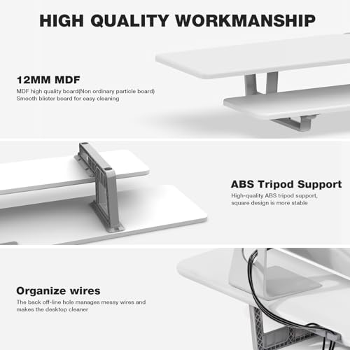 ECO-WILL Dual Monitor Stand, 2-Tier Wood Monitor Riser with Storage Organizer and Cable Management, White by ECO-WILL - Image 5