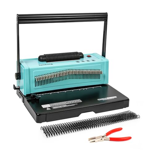 SAMHONG Spiral Coil Binding Machine - Electric Coil Inserter & 20-Sheet Punch (Letter/A4/A5) | 46 Fully Disengaging Dies | Adjustable Margins | Bind up to 440 Sheets | Free Coil Spines & Plier