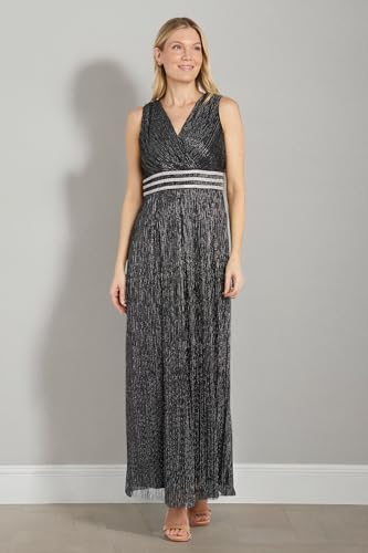 Image of R&M Richards Women's Sleeveless Maxi Dress - V-Neck Pleated Long Formal Gown W /Rhinestone Trim - Party & Cocktail Attire