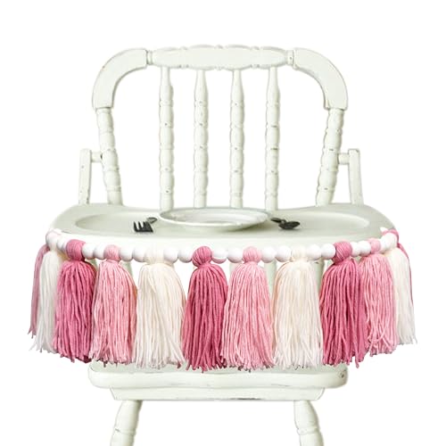 Blush Pink Garland -1st High Chair Banner, Pink Tassel Theme Banner for Girl, Girl's Cake Smash Photo Prop,1st Birthday Photo Backdrop