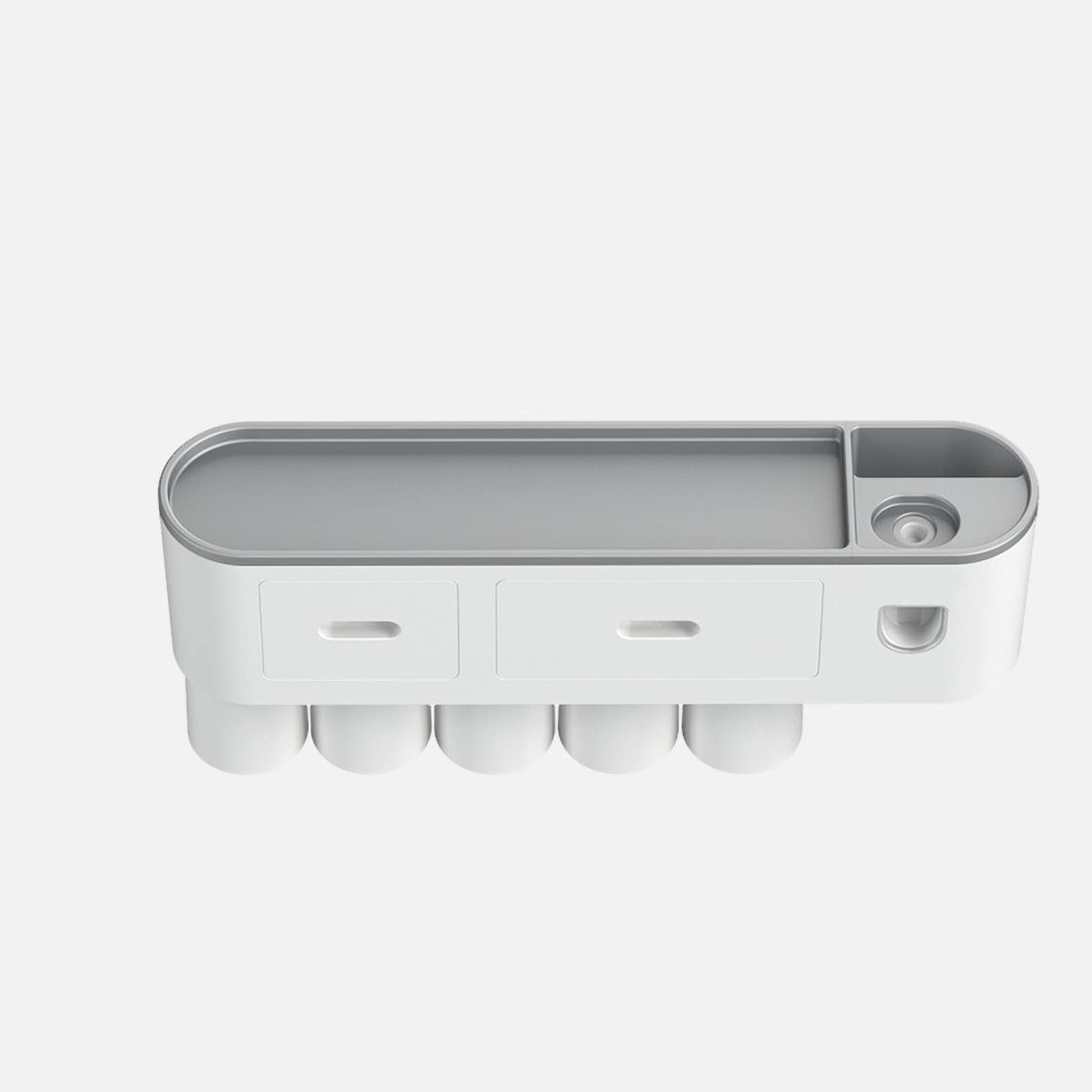 Cocoarm Soporte para Cepillos de Dientes con Dispensador de Pasta de Dientes Soporte para Vasos de ABS Diseño Dividido Vasos Magnéticos de Pared para Baño Uso Familiar con Almacenamiento Al Revés y