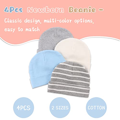 Cotton Baby Girl Hat Preemie Boys Beanie Newborn Hospital Hats Winter Infant Hats For Girls (4Pack-G, 0-6 Months) #TOP2