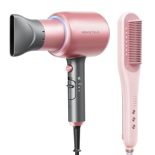 Wavytalk Blown Away onic Hair Dryer Rose Gold, Steamline Pro Hair Straightener Brush