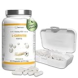 L-Carnitin, 320 Kapseln, 3000mg Tagesportion, 3 Monatsvorrat, inklusive Pillenbox, L-Carnitine hochdosiert Kapseln, 100% Vegan, beliebt bei der Diät, Abnehmen, Fettverbrennung, Fatburner