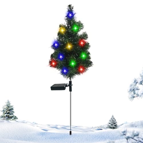 Árbol de Navidad solar LED - Luz de jardín para las vacaciones al aire libre con estaca en el suelo, decoración estacional | Patio Césped Sendero acera Aparcamiento Camping Decoración