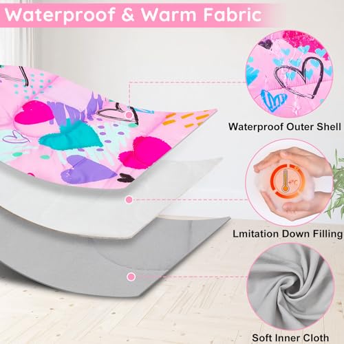 Image of FIOBEE Kids Sleeping Bag 3 Season Camping Sleeping Bags for Girls Toddler | Warm & Cool Weather 41℉ - 60.8℉, Girls Sleeping Bag with Backpacking, Machine Washable, For Traveling Hiking Indoor Outdoor