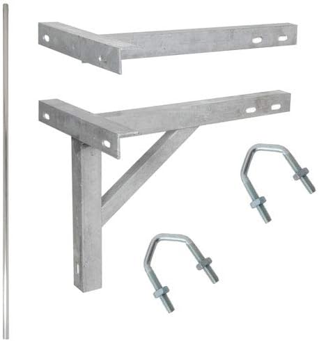 10 Foot 3.05m - TV Aerial Pole & T K Bracket - Long Mast Wall Mounting Install Kit - Loops