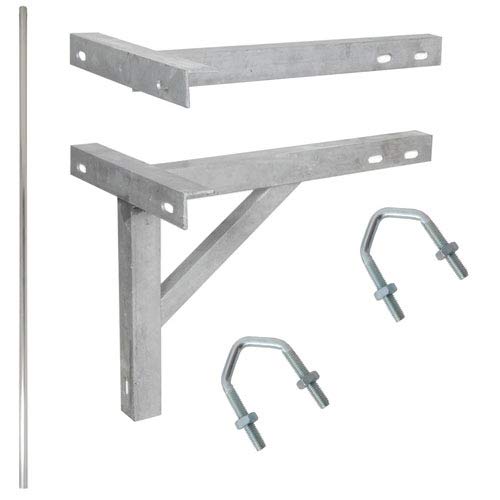 10 Foot 3.05m - TV Aerial Pole & T K Bracket - Long Mast Wall Mounting Install Kit - Loops