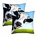 Mucca Federe Confezione da 2 Nero Bianco Animale da Fattoria Latte Mucca Su Prati Verdi Fodere per Cuscini Cuscino Quadrato per Divano Letto 18"x18"