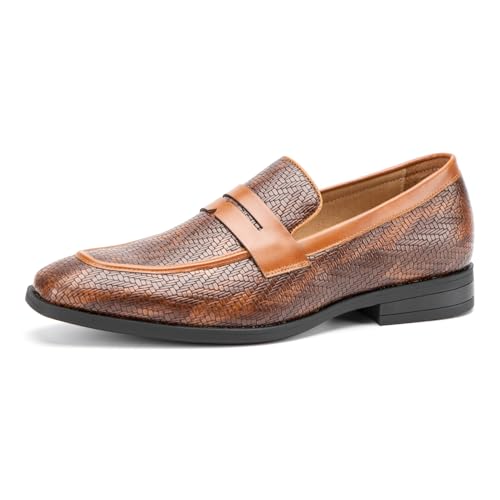 MEIJIANA Mocasines de Hombre Casuales Zapatos de Vestir Zapatos Hombre Fiesta Casual Cómodos Zapatos, Marrón-10, 41 EU (8 UK)