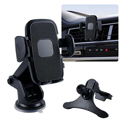 alpmosn 3-in-1 Suction Cup Car Phone Holder, Cell Phone Holder for Windshield/Dashboard/Air Vent, Automobile Cradles, Fit for Smartphone Cell Phone Automobile Cradles Universal