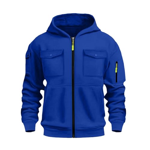 Sudadera con capucha con cremallera para hombre, cárdigan de algodón con bolsillos, ropa de trabajo, sudaderas con capucha con múltiples bolsillos, ligera, para exteriores, casual, gruesa, térmica