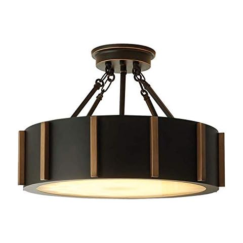 Mengzhu-Michelle LED Retro Country House Bedroom Ceiling Lamp Industrial Style Vintage Dining Room Kitchen Pendant Lamp Round Metal Glass Ceiling Pendant Lighting Warm White light 3000K, 45cm Cover