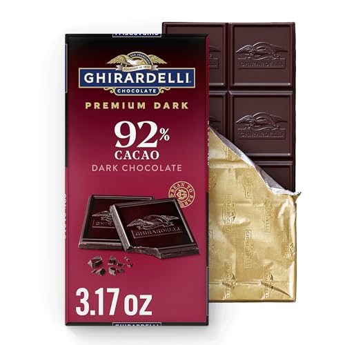 GHIRARDELLI Intense Dark Chocolate Bar, 92% Cacao Holiday Chocolate for Holiday Gifts and Stocking Stuffers, 3.17 Oz Bar (Pack of 12)