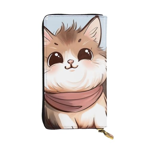Porte-monnaie de voyage chat zippé en cuir pour ne plus rien perdre