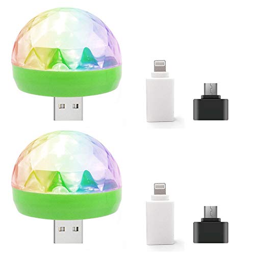 2pcs USB Party Lights Mini Disco Ball,Led Small Magic Ball Sound Control DJ
