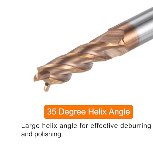Image of HARFINGTON Carbide Square End Mill 3.5mm (9 /64 inch) Dia 4mm (5 /32 inch) Shank 50mm (2 inch) Long HRC55 TiSiN Coated Micro-Grain Tungsten Carbide 4 Flutes Milling Bit Cutter