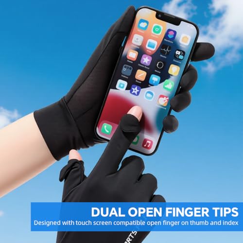 Image of Proberos Sun Protection Gloves for Men UPF 50+ Summer UV Protective Bike Riding Driving Golf Open Finger Tips