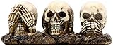 Bellaa 24160 Skull Statue No Hear No See No Speak Evil 3 Inch