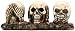 No Evil Skulls Figurine for Scary Halloween Decorations and Spooky Skeleton Statues & Medieval Fantasy Home Decor Sculptures and Gothic Gifts