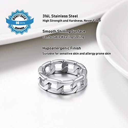 Prosteel Cuban Link Male Wide Rings Chain Link Ring Stainless Steel Mens Ring Jewelry #TOP4