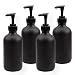 Cornucopia Brands Black Coated 8-Ounce Glass Pump Bottles (4-Pack), Black Plastic Pump Nozzles Included; Great for Lotions, Liquid Soap Dispenser & Hand Sanitizer