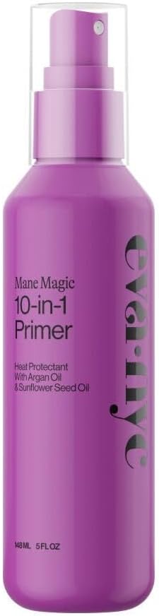 Eva NYC Mane Magic 10-in-1 Heat Protectant - Anti-Frizz Heat Protection Spray - Sunflower + Argan Oil - Blow Dry Spray + Detangler for Medium + Thick Hair - 10-in-1 Hair Primer - Vanilla Scent - 5floz