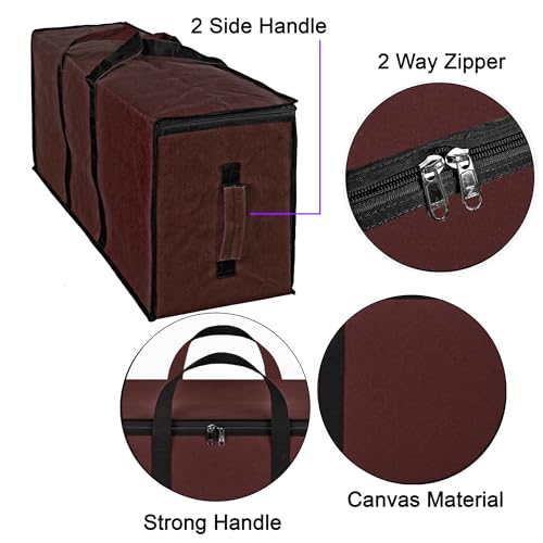 Image of Storite Multi-Purpose Heavy Duty Moisture Proof 81 Litres Canvas Super-Size Jumbo Underbed Storage Bag /Toys /Blankets /Stationery Paper /Clothes /Moving bags, Maroon (87x26x36cm)