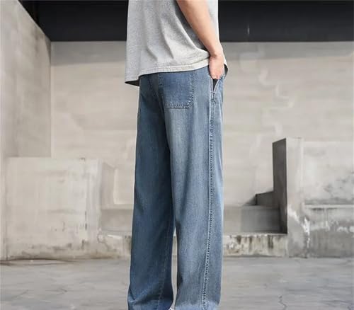 Mens Jeans Thin Light Summer Straight Fit Denim Pants Elastic Elegant Casual Relaxed Fit Trousers2