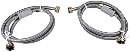 DANCO HammerSTOP Technology Washing Machine Connector Hose, Universal, 60-inch Length with 3/8 inch ID x 3/4 inch FGHT x 3/4 FGHT, 2 Count (10744X) , Gray