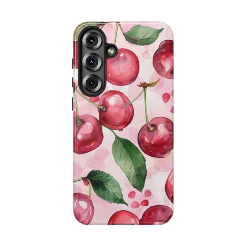 Coque Samsung S25 Plus rigide antichoc cerise rouge brillante aquarelle