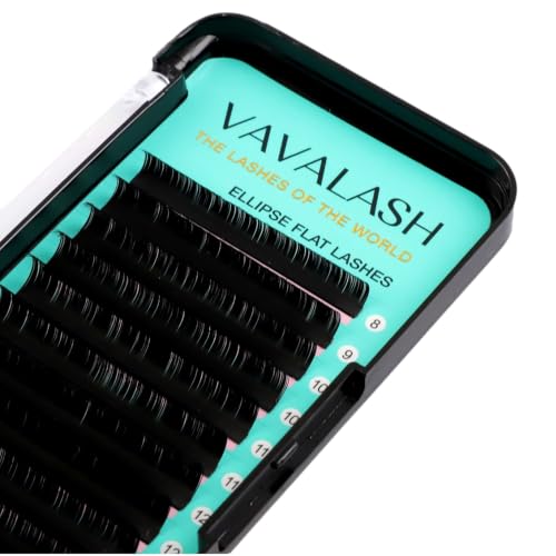 VAVALASH Ellipse Lash Extensions C D Curl 0.15-0.2 thickness 8-15mm Matte Black Individual Flat Eyelash Extension Supplies Salon Use Only (D-0.15-8-15mm)