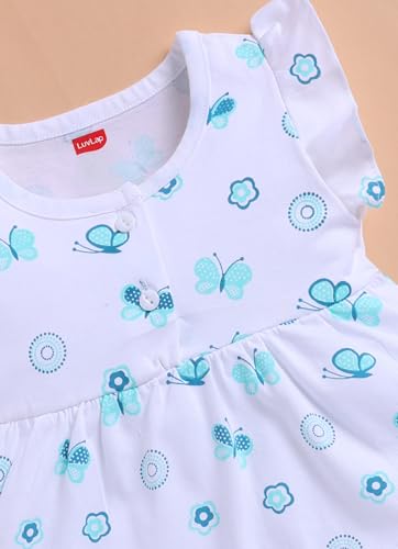 Image of LuvLap Baby Girls Regular Fit 100% Cotton Half Sleeve Girls Knee Length Frock Pack of 3