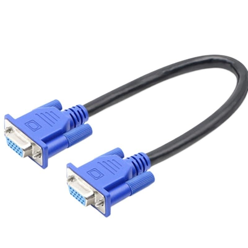 0,25 m HD 15-pinowy VGA D-Sub krótki kabel wideo męski na żeński (25 cm, żeński do żeński)