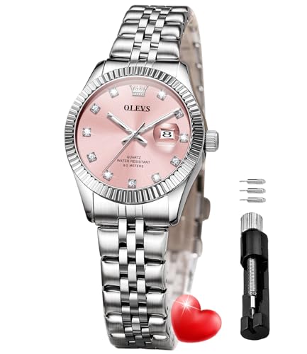 Image of OLEVS Gold Watches for Women Original Luxury Small Square Diamond Wrist Watch Analog Quartz Stainless Steel Waterproof Stylish Ladies Watch Date