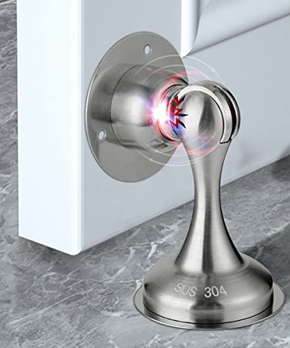 2 Pack Magnetic Door Stop, JACNITAD 304 Stainless Steel Magnetic Door Stopper, 3M Double-Sided Self Adhesive Tape, Magnetic Door Holder for Stronger Wall & Floor Mount,Magnetic Doorstop Keep Door Open