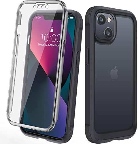 Diaclara Compatible with iPhone 13 Case, 360 Full Body Rugged Case with Built-in Touch Sensitive Anti-Scratch Screen Protector, Shockproof TPU Bumper Case Cover Designed for iPhone 13 6.1" - Red