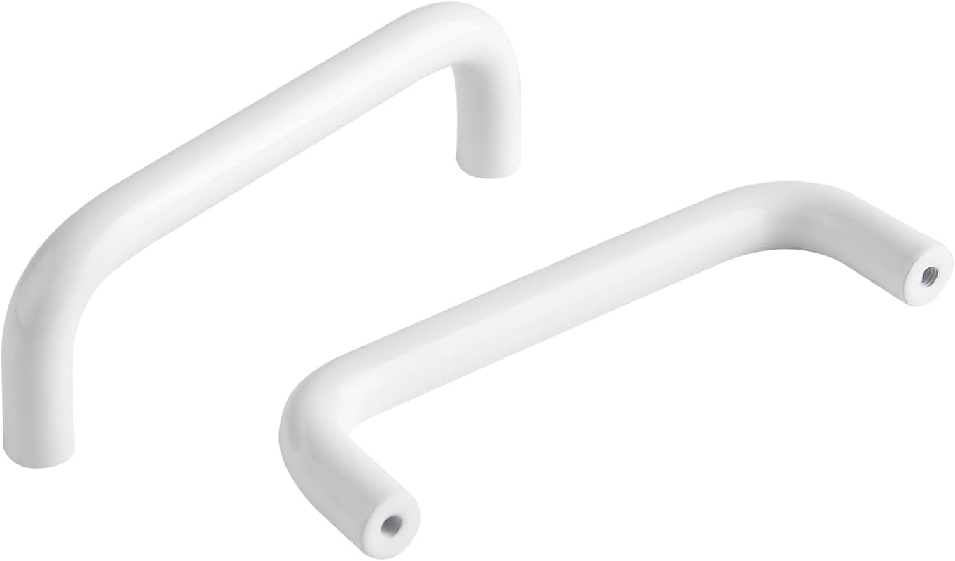5 Pack Bright White Cabinet Pulls 3.8 Inch (96mm) Hole to Hole Drawer Handles Modern Closet Pulls for Cabinets and Drawers Curved Tray Handles(5, Bright White, 3.8 Inch(96mm))