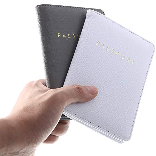 2 Pieces Bridal Passport Covers Holder Travel Wallet Passport Case (White And Grey) #TOP4