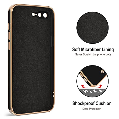 Hython Case For Iphone 8 Plus Case & Iphone 7 Plus Case Ring Holder Stand Magnetic Kickstand, Plating Rose Gold Edge Soft Tpu Bumper Cover Shockproof Protective Phone Cases For Women Girls Boys, Black #TOP2