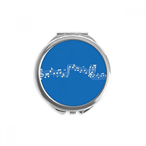 Miroir rond maquillage de poche portable bleu à offrir pour les passionnés de musique