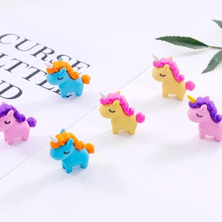 Image of AK Store (Pack of 4) 3D Cute Cartoon Shape Rubber Pencil Erasers, School Stationery for Kids, Boys Girls, Birthday Return Gifts (Unicorn)