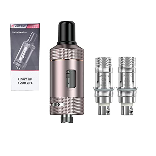 VAPTIO Cosmo 2 Tank Capacité de 2,0ml Réservoir Sous-ohmique avec Bobine Cosmo 2 pièces 0.7ohm(C6)/1.0ohm(C5), sans liquide sans nicotine (or)