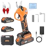 Upgraded Electric Pruning Shears, 1.4” (35mm) Cutting Diameter, Brushless Motor Cordless Pruner with LED Display, 2 x 2000mAh Batteries & Extra SK5 Blades for Garden, Orchard & Branches